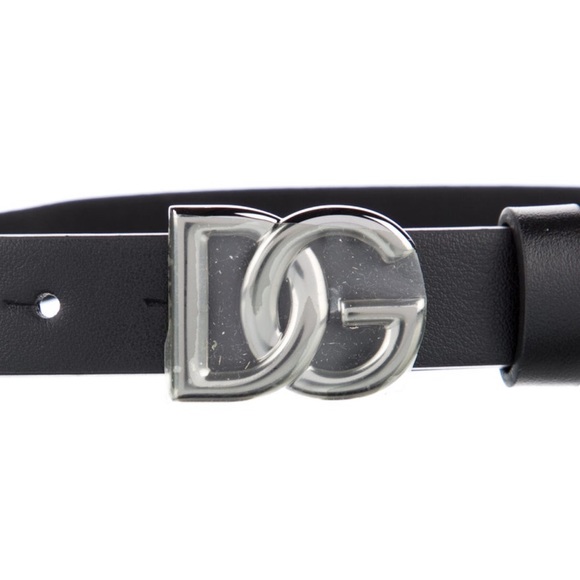 Dolce & Gabbana Black Leather DG Logo Woman’s Belt 32 inch Dolce Gabbana Calfskin belt with DG Logo with Pearls (size 32) main image 3